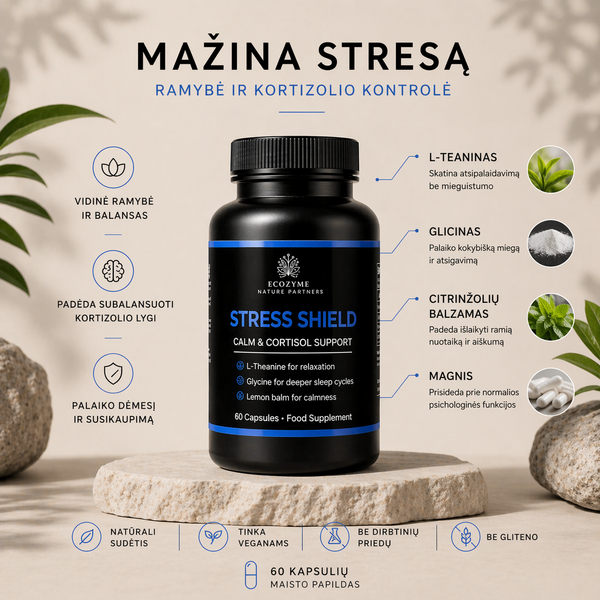 Ecozyme Stress Shield - stressiä ja kortisolia tukeva kompleksi